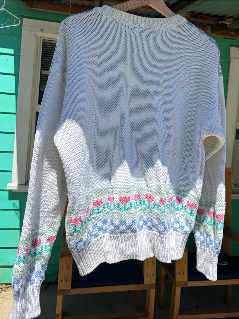 Vintage Eddie Bauer White Goose Spring Knit Cardigan Sweater - Picture 3 of 5
